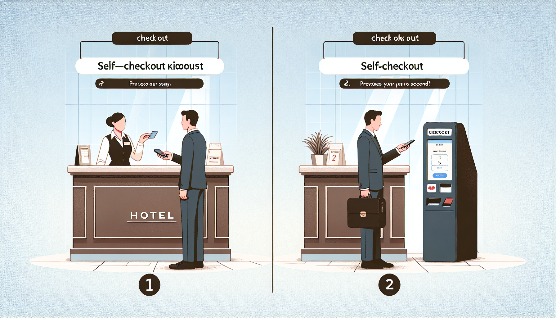 アパホテルのチェックアウトは「フロント」か「1秒チェックアウト」が基本です